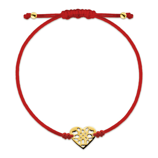 Złota bransoletka 585 serce serduszko na sznurku