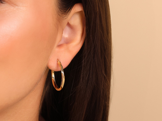 Kolczyki złote koła skręcone zdobione 27mm