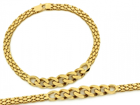 Bransoletka złota szeroka efektowna z grubą pancerką