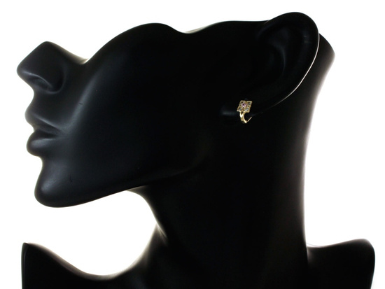 Kolczyki złote angielskie z kwadracikiem z cyrkoniami