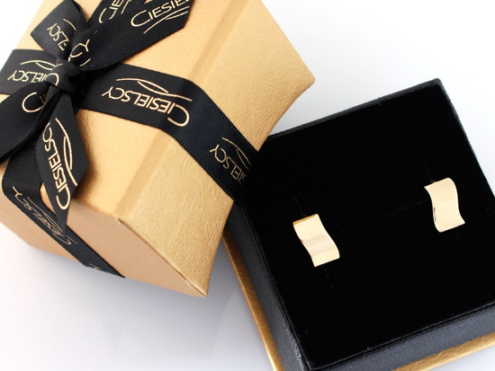 Kolczyki złote błyszczące gładkie angielskie