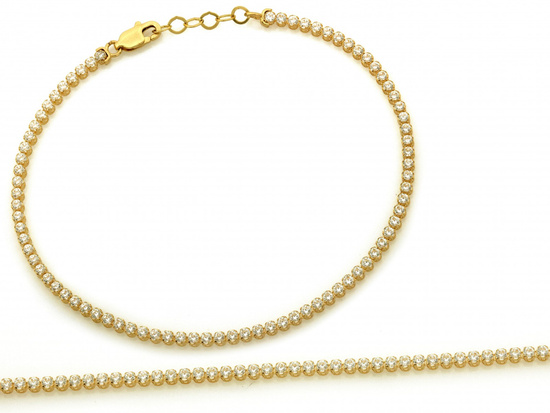 Złota bransoletka tenisowa z cyrkoniami