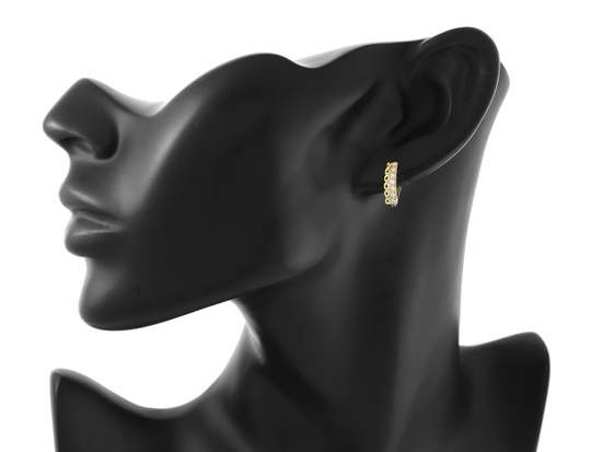 Złote kolczyki angielskie z cyrkoniami i małymi nieskończonościami