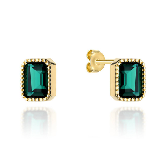 Złote kolczyki 585 z zielonym kwarcem