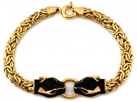 Bransoletka złota pantery z czarnymi cyrkoniami