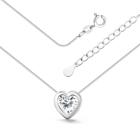 Naszyjnik srebrny 925 z diamentową cyrkonią - serce