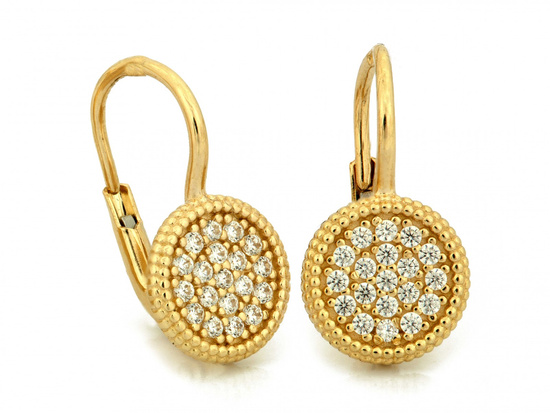 Kolczyki złote angielskie okrągłe z cyrkoniami