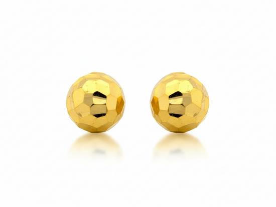 Złote kolczyki diamentowane kulki na sztyft