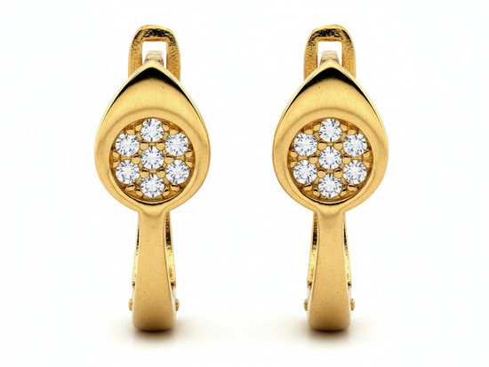 Kolczyki złote angielskie subtelne z cyrkoniami