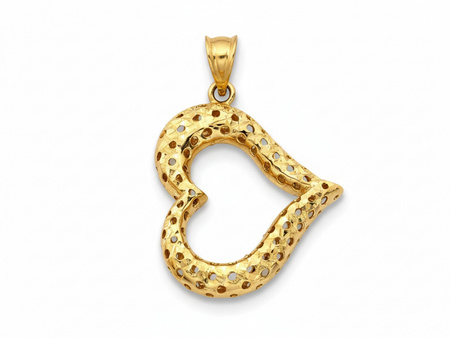 Złota zawieszka serce błyszczące ażurowe kontury