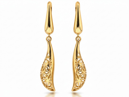 Kolczyki złote wiszące błyszczące angielskie zapięcie