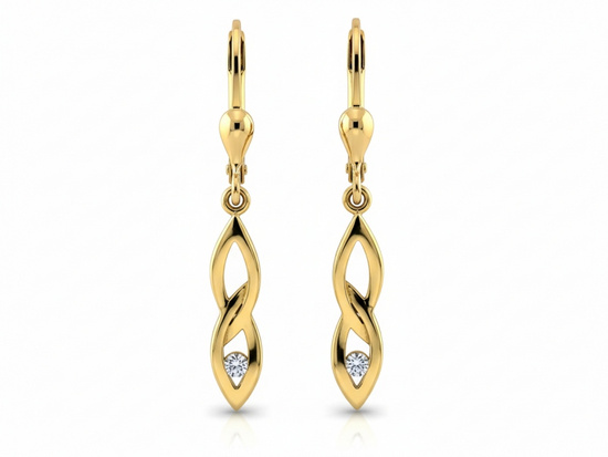 Kolczyki złote długie wiszące z cyrkonią