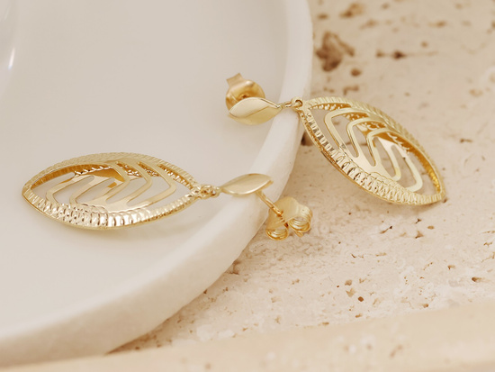 Kolczyki złote wiszące ażurowe przestrzenne