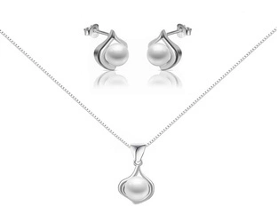 Zestaw srebrny 925 naszyjnik i kolczyki z perłami