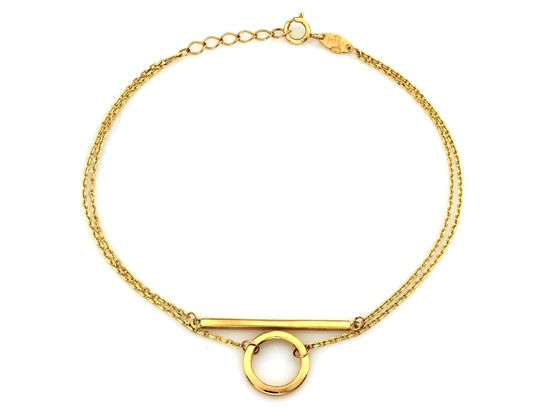 Bransoletka złota podwójna łańcuszkowa z modną ozdobą