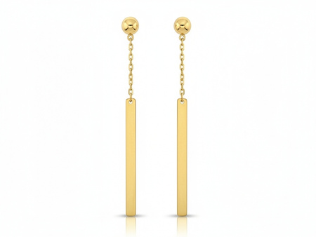 Sztyfty z żółtego złota na łańcuszku