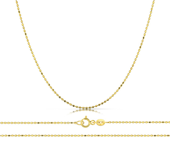 Złoty łańcuszek 585 kulkowy diamentowany 