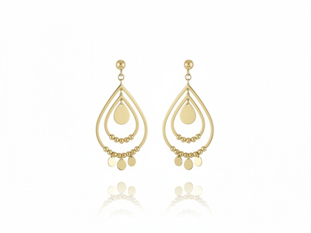 Kolczyki złote długie sztywne wiszące ruchome elementy