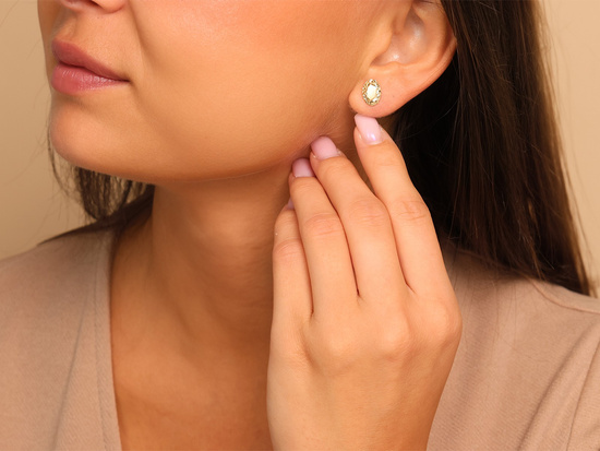 Owalne kolczyki złote sztyfty bez kamieni