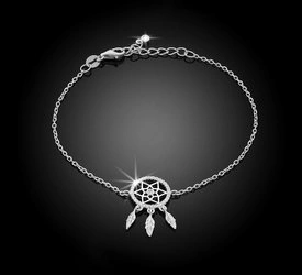 Bransoletka srebrna 925 z diamentowymi cyrkoniami - łapacz snów