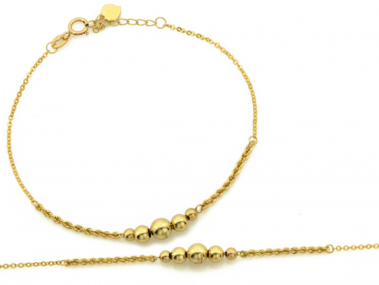 Bransoletka złota łańcuszkowa z kuleczkami