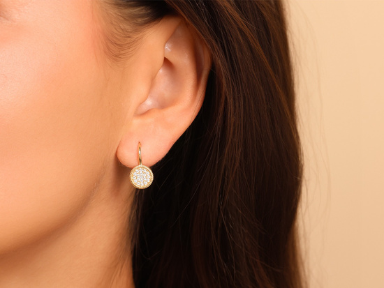 Kolczyki złote angielskie okrągłe z cyrkoniami