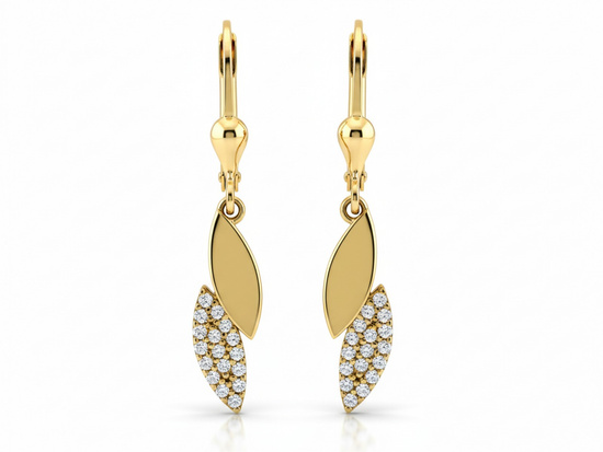 Złote kolczyki wiszące angielskie zapięcie