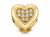 Zawieszka złoty charms serce z cyrkoniami beads do bransoletki