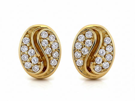 Kolczyki złote na sztyfcie owalna z cyrkoniami