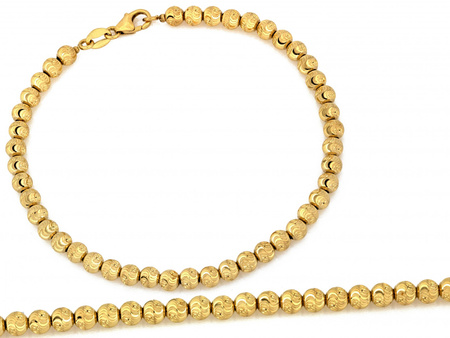 Złota bransoletka damska z diamentowanych kulek