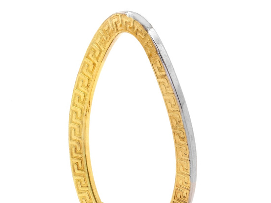 Owalne kolczyki zdobione z wzorem greckim angielskie