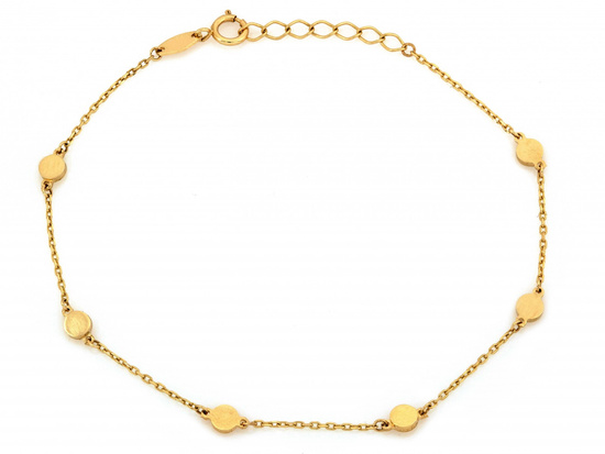 Złota bransoletka łańcuszkowa z małymi kółeczkami blaszkami