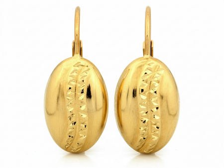 Kolczyki złote angielskie owalne błyszczące