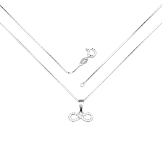 Naszyjnik srebrny 925 z diamentowymi cyrkoniami - nieskończoność