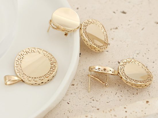 Kolczyki złote duże z dwóch okrągłych elementów