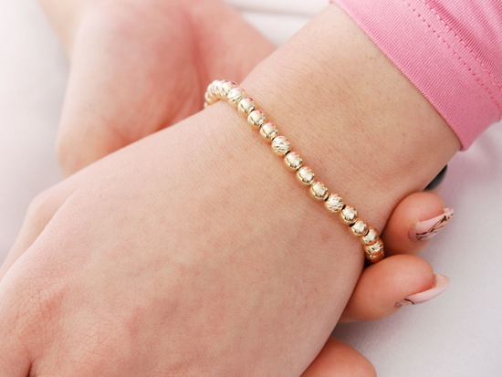 Bransoletka złota z dużych kulek 5mm
