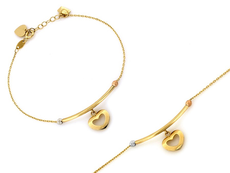 Złota bransoletka z sercem oryginalna