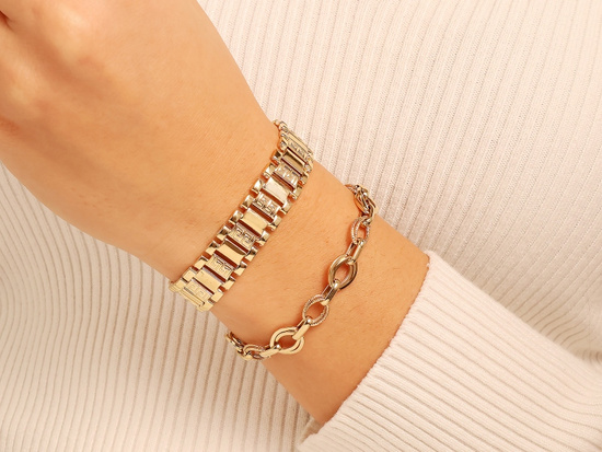 Złota bransoleta szeroka efektowna z ruchomych elementów