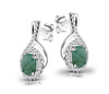 Srebrne kolczyki 925 z naturalnymi szmaragdami i diamentowymi cyrkoniami