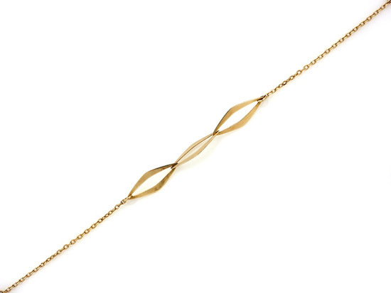 Bransoletka złota delikatna łańcuszkowa z trzema ozdobami rombami