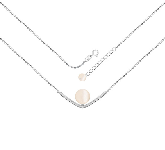 Naszyjnik srebrny 925 z perłami i diamentowymi cyrkoniami 