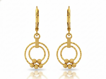 Złote kolczyki angielskie z kółkami i kulkami