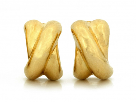 Kolczyki złote efektowne dmuchane na sztyfcie