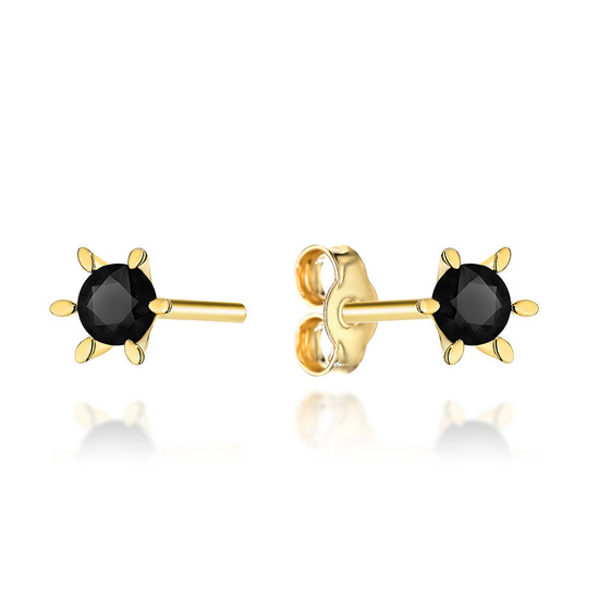 Złote kolczyki 585 z onyksem syntetycznym 