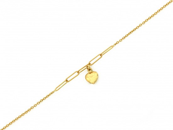 Bransoletka złota z wiszącym sercem z dużymi ogniwami