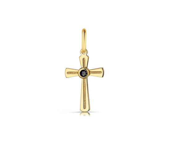 Złoty krzyżyk 585 - zawieszka z cyrkonią