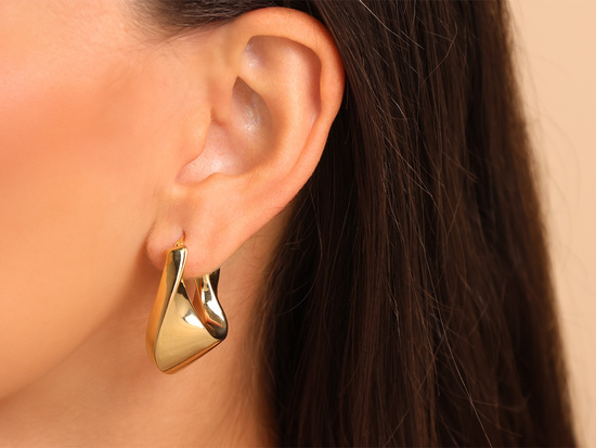 Kolczyki złote duże dmuchane efektowne nowoczesne