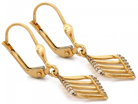 Kolczyki złote wiszące ażurowe