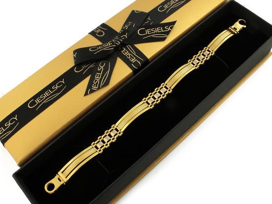 Złota bransoleta szeroka sztywne elementy unisex