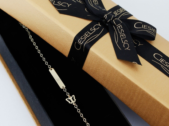 Bransoletka złota dla dziecka z blaszką pod grawer